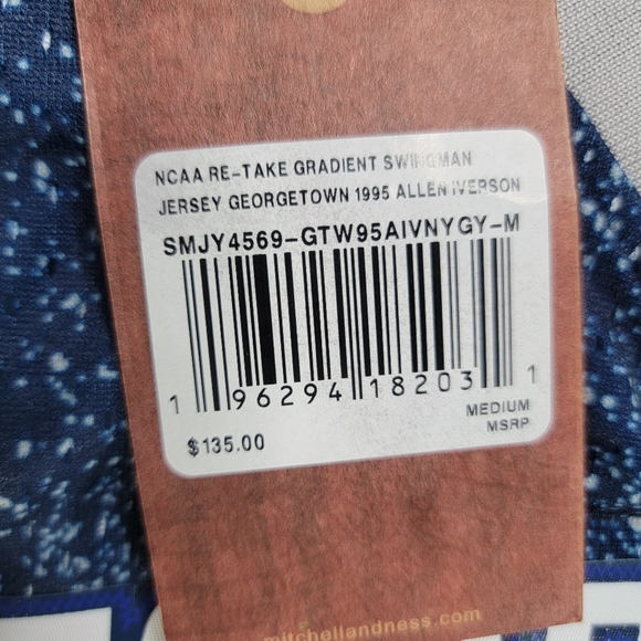 Mitchell & Ness Allen Iverson 95-96 Georgetown Hoyas Jersey Mens Size Medium New - Picture 10 of 14